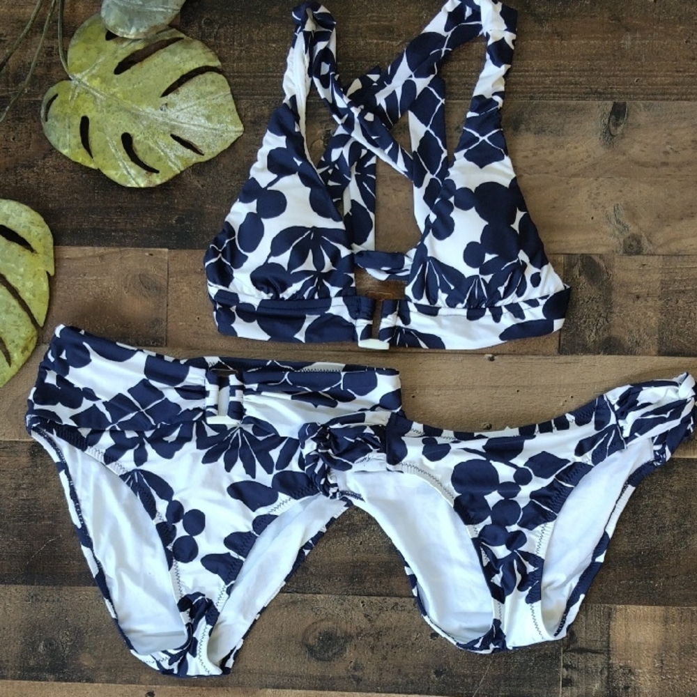 Trina Turk Navy and White Bikini Set